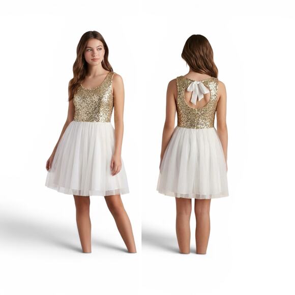 Windsor Dresses & Skirts - Windsor gold sequined tulle cocktail dress size 7 / 8